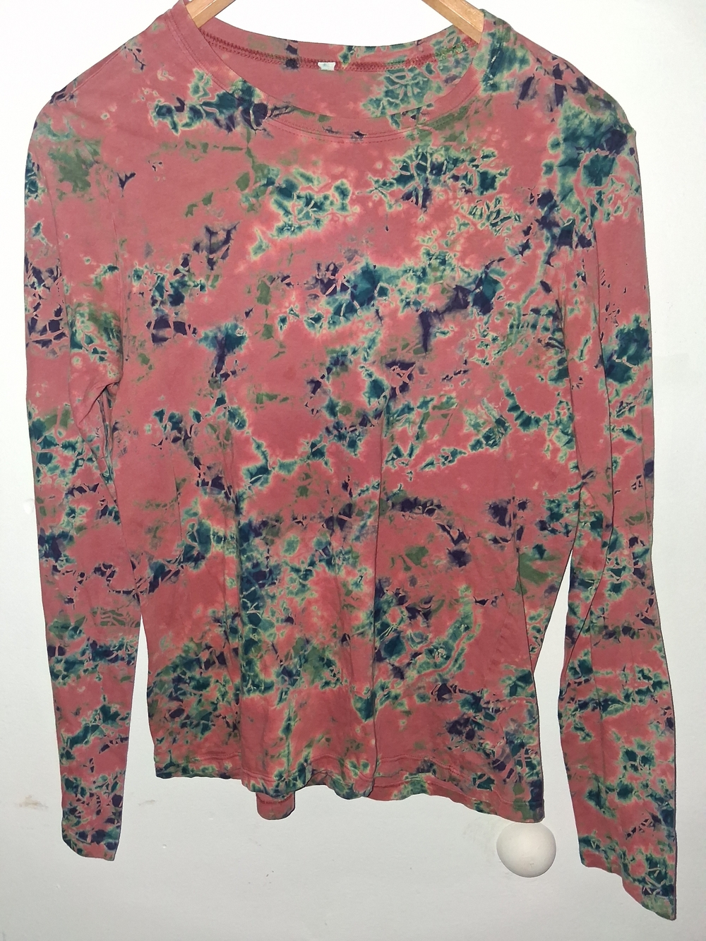Tie-Dye Long Sleeve Crewneck Top - Pink Green Blue - Picture 1 of 1